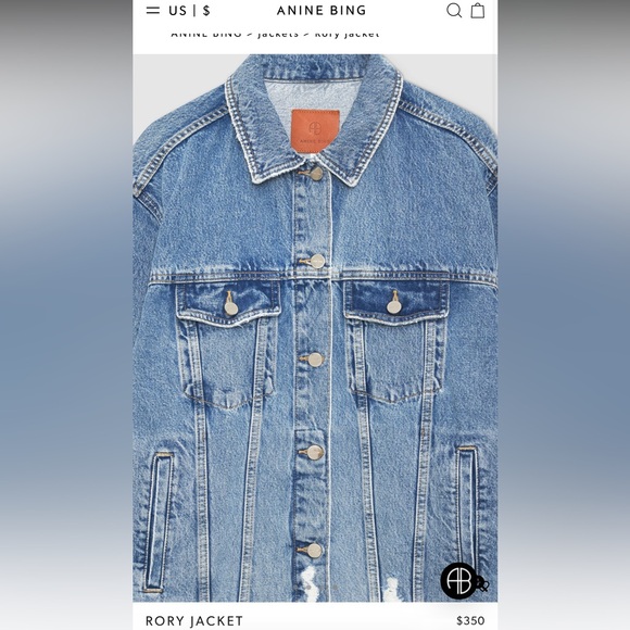Anine Bing NWT Rory Jacket 100% Cotton $350 Denim Trucker Distressed - Picture 4 of 10